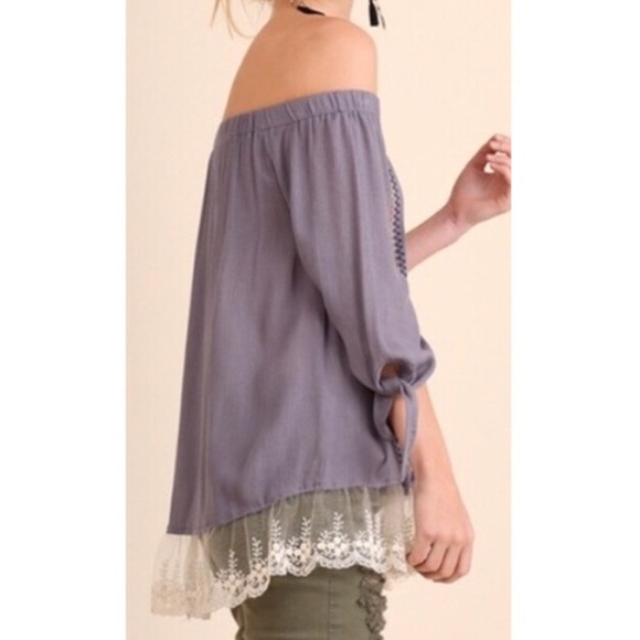 Off Shoulder Embroidered Boho Top - Picture 3 of 8